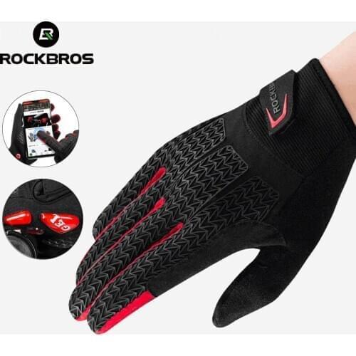 ROCKBROS Cycling Gloves Touch Screen Windproof Gloves MTB Bicycle GEL Pad Shockproof Full Finger Mittens Gloves Autumn Winter