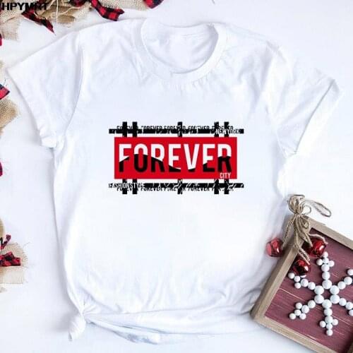 Forever Letter Print Summer Women Tshirt Funny Cartoon T Shirt Female Kawaii Harajuku T-shirt 90s Fashion Korean Style Tops Tee