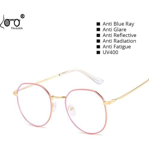 Women Blue Light Blocking Computer Glasses Screen Protection Round Spectacle Frames For Men Stylish Glasses UV VANLOOK 2020