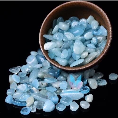 0.44LB Bulk Blue Hand Polished Natural Aquamarine Stones Reiki Gravel Crystal Stones Decoration FishTank Decor Garden Tank Décor