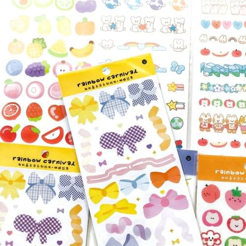 1 Sheet Bows Fruit Colorful Flags Decorative Sticker Home Album Phone Decoration for Notebook Album