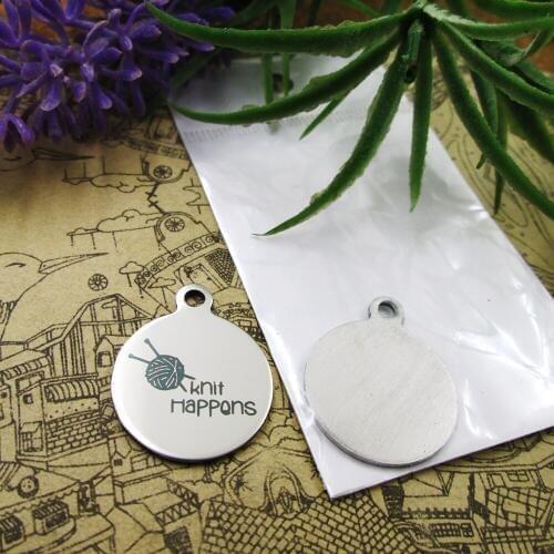 20pcs--"Knit Happens"stainless steel charms 5 styles for choosing DIY Charms for necklace bracelets