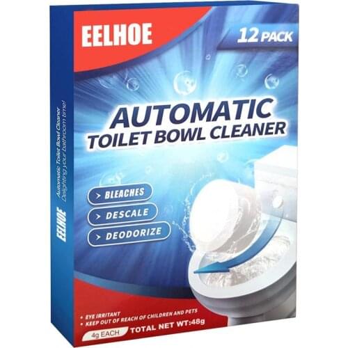 12Pcs/Bag Multifunctional Toilet Cleaner Slow-dissolving Design Safe White Remove Water Scales Safe Cleaning Tablet for Home