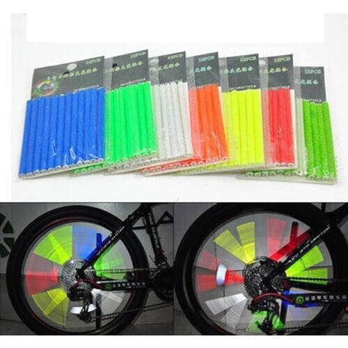 12Pcs Bicycle Warning Light Reflective Strap Mountain Riding Wheel Rim Spoke Mount Clip Tube Safety Flashing Strip Reflector