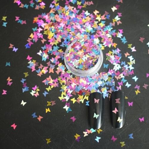 20g/bag Butterfly Nail Glitter Silver Flakes Laser Colorful Holographic Sequins Sparkly Micro Nail Thin Paillette Decoration