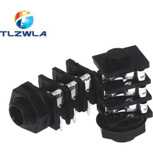 5pcs 6.35mm/6.35 Stereo Audio Microphone Female socket/Jack Connector 6PIN