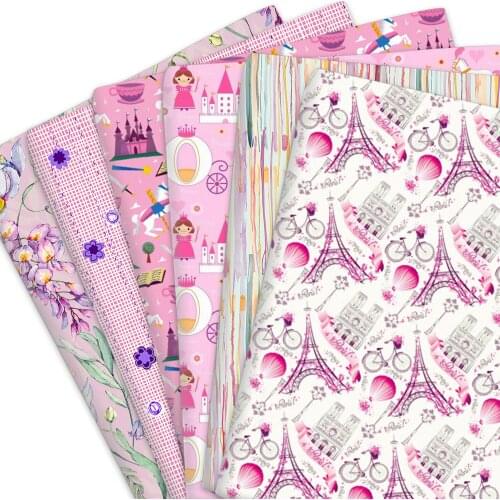 50*145cm Eiffel Tower Castle 100% Pure Polyester Cotton Material Patchwork Sewing Quilting Fabrics Quilt Needlework DIY Cloth