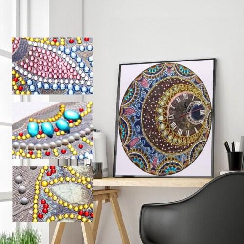 5D DIY Special Shaped Diamond Embroidery Wall Clock Mandala Diamond Painting Watch Diamond Mosaic Rhinestones Decor
