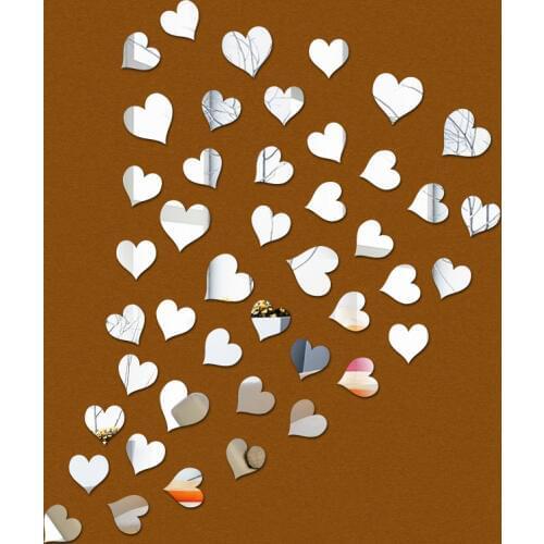 Promotion hot silver love crystal Living Room diy Acrylic mirror 3d wall stickers home decor sticker sticker home decor