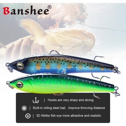 Banshee New Product Sinking PEN75S Pencil Fishing Lure Hard Bait Trolling Stickbait For Bass 75mm/11.5g Longcast Shad 3D Eyes