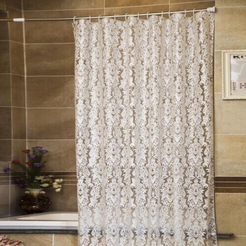White Semitransparent Vine Pattern Bathroom Mouldproof PEVA Shower Curtain Waterproof Thicken Bath Curtain With Hooks Rings