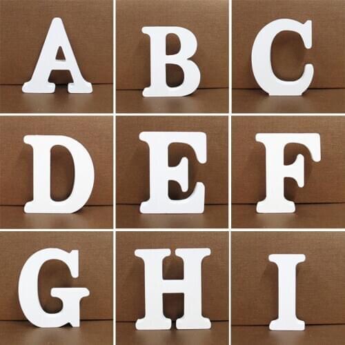 1pc White Wooden Letter English Alphabet Number DIY Personalised Art Crafts Free Standing Xmas Party Wedding Home Decoration