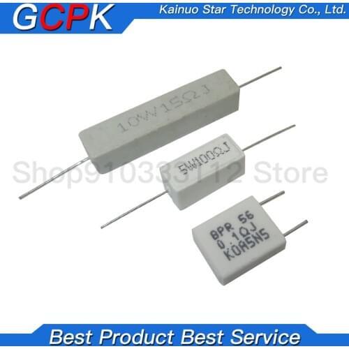 10pcs 5W 10W BPR56 Cement resistance 0.1 ~ 10k ohm 0.33R 1R 10R 100R 0.22 0.33 1 10 100 1K 10K ohm Cement resistor igmopnrq