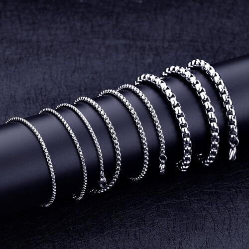 2mm 3mm 4mm 5mm 5.6mm 6.6mm Stainless Steel box Necklace Chain For women men locket pendant
