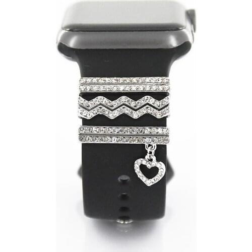 Decorative Ring for Apple Watch Band Charms Smart Watch Sport Silicone Strap Accessories with Bling Diamond