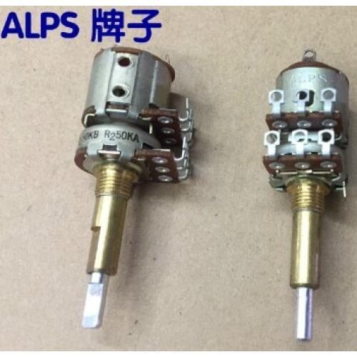 Japan ALPS 16 A50K B50K 50KA 50KB dual axis double potentiometer with switch shaft 30mm switch