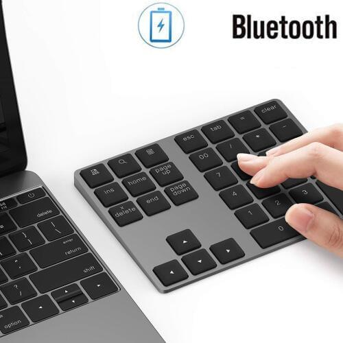 Aluminum Alloy Keyboard 34 Keys Bluetooth Wireless Numeric Keypad USB Charging Keyboard For Windows,Mac OS,Android Laptop PC