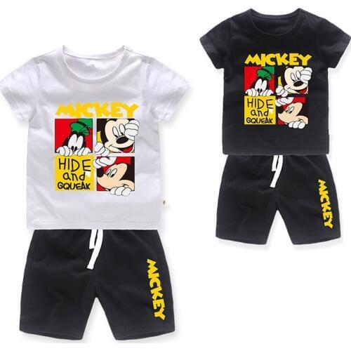Mickey Baby Boy Girls Clothing Set Children Clothes Toddler Boy Shirts Cotton Newborn Bebe Clothing New Fashion Kids Clothing