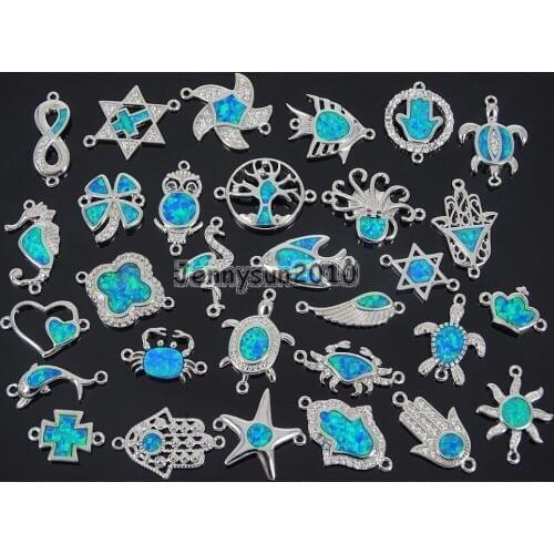 Colorful Opal Crystal Rhinestones Bracelet Connector Charm Beads Silver Plated 10Pcs/Pack