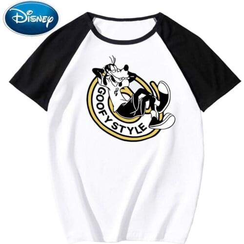 Disney Chic Fashion Goofy Dog Cartoon Letter Print Cute Couples Unisex Women T-Shirt Tee Short Sleeve O-Neck Tops 10 Colors
