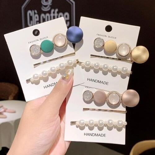3Pcs/Set New Women Girls Acetate Pearls Hair Clip Sweet Headwear Set Hair Ornament Hairpins Barrettes Headbands Hair Accessories