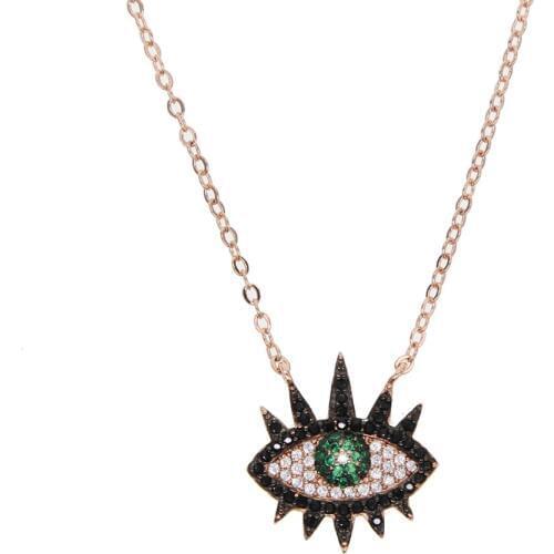 2021 New Arrived Lucky Turkish Jewelry Evil Eye Eyelash Fashion Necklace With Colorful Cz For Women Lady Wedding Jewelry Gift