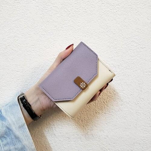 2020 new Panelled Small Women wallets Korean Fashion Thin Womens purse leather Short card wallet Trifold Casual money bag