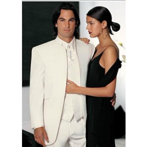 Formal Terno Masculino Fashion Designing Men Suits Wedding Shawl Collar White Suits 5 Pieces(Jacket+Pant+Vest+Tie+Handkerchiefs)