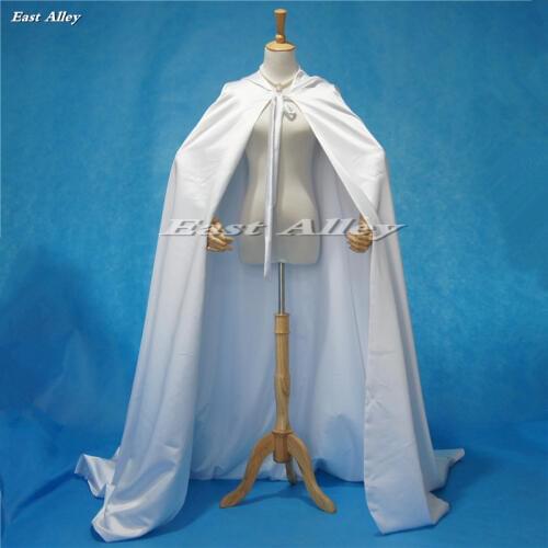 Plus Size White Ivory Champagne Hooded Medieval Cloak Satin Cape Full Length Wedding Cape Bridal Cloak