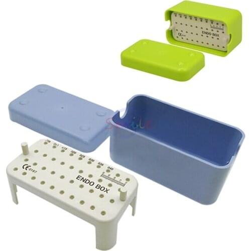 1pcs 40 Holes needle box Dental Plastic Box With Ruler Files Burs Holder Stand Autoclavable Sterilization Case Tools