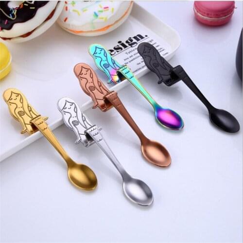 Mermaid Stainless Steel Coffee Stirring Spoon Hanging Cup Creative Coffee Spoon Wedding Decoration Bridal Shower Baby Shower