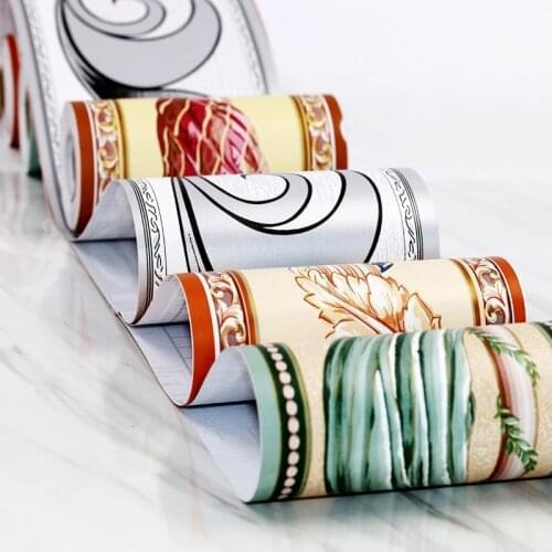 Self Adhesive Grid Wallpaper Skirting Line Border Wall Sticker Borders Waterproof Bathroom Kitchen Tile Trim Stickers Mural