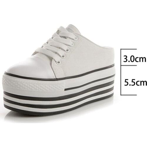 Krasovki Super High Women Summer Shoes Platform Heel Slippers Mule Sandals Canvas Lace Up Sandals Women Slipper Women