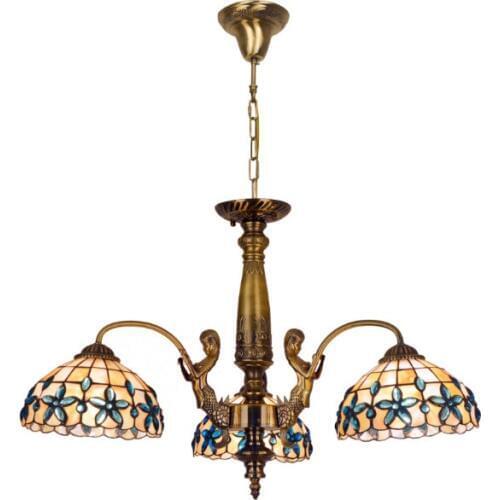 Modern Pendant Light with Mermaid-shape Arms and Clove Shell Shade, Mediterranean residential suspension lamp European