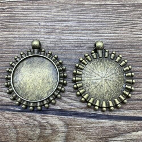 2pcs 25mm Glass Cabochon Alloy Material Cameo Base Setting Jewelry Findings Pendant Bracelet Jewelry Making #1314