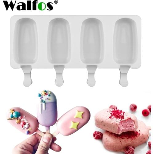 Walfos 4 Cell Big Size Silicone Ice Cream Mold DIY Homemade Dessert Freezer Fruit Juice Ice Pop Maker Mould