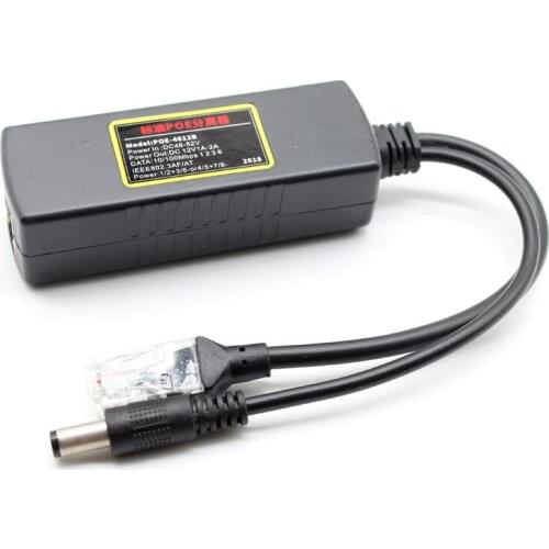 X2pcs POE Splitter IEEE 802.3AT Standard 12V/1A-2A DC Output DC48-52V Input for CCTV IP camera Security System