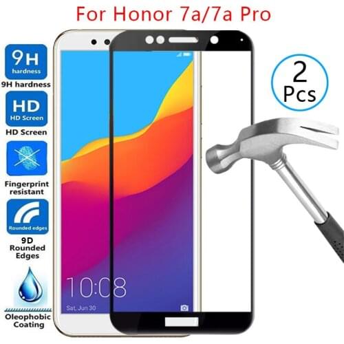 9d screen protector tempered glass case for huawei honor 7a pro cover on honor7a 7apro honer 7 a a7 protective phone coque bag