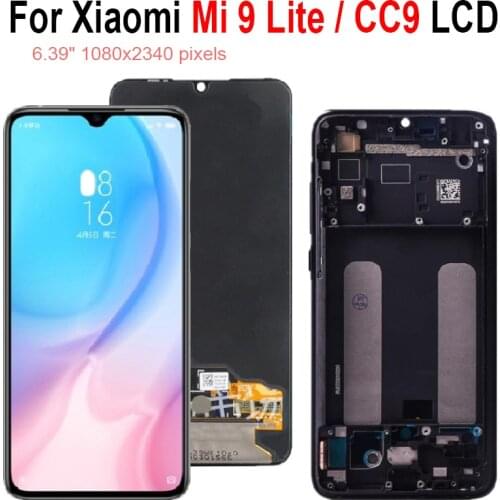 AMOLED For Xiaomi Mi 9 Lite LCD Display Touch Screen With Frame Digitizer Assembly For Xiaomi CC9 M1904F3BG Replacement Parts