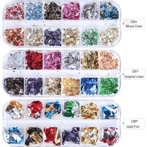 1 Box/3 Style Glitter Gold Foil Nail Art DIY Charms Handmade Jewelry Findings Pendant Accessory Manicure Decor Stuff Resin Craft