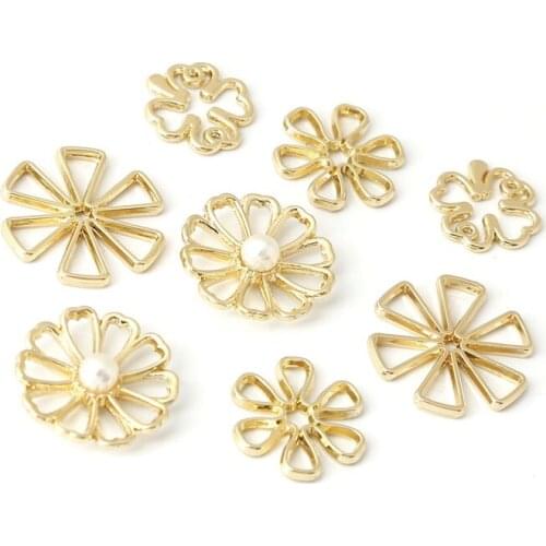 2020 10pcs Fashion Metal Exquisite Hollowing Rose Gold Flower Pendant Charms for DIY Necklace Bracelet Earring Jewelry Making