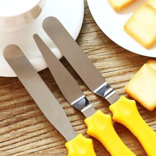 3pcs/set Stainless Steel Cake Spatula Butter Cream Icing Frosting Knife Smoother Kitchen Pastry Cake Decoration Tools