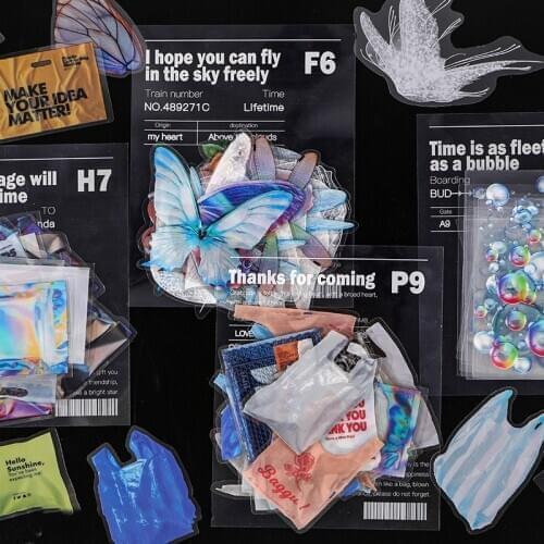 30pcs Creative Ins Laser Daily Series Stickers DIY Scrapbook Photo Album Stationery Ornament Stickers Aesthetic