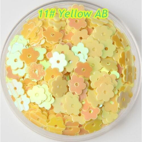 3000pcs/lot PVC Sequins 6mm Flower With 1 Center Hole Plum Blossom Flat Loose DIY Sewing Materials 11# Yellow AB Confetti
