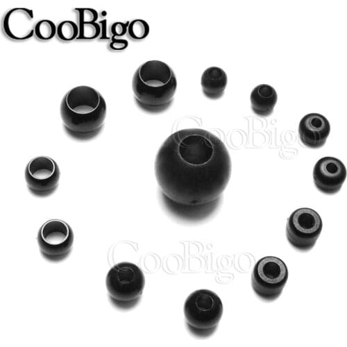 Plastic Bead Pony Barrel Spacer Large Hole Outdoor Camping Tent Accessory Cord Lock End Paracord Strap Lanyard Clasp Black 50pcs