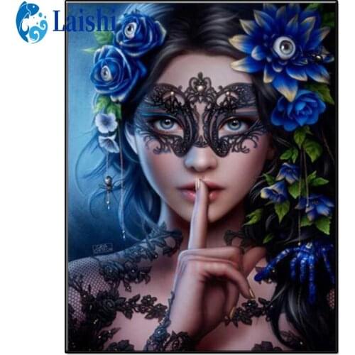 5D Diamond Painting Mask woman Full Square round Diamond Embroidery Pictures Of Rhinestones Mosaic stitch cross Home Decor