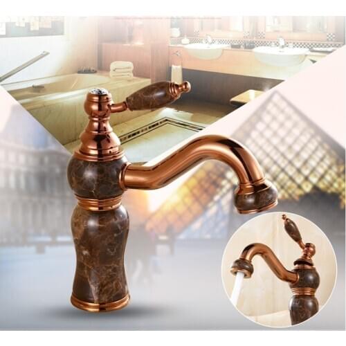 Free Shipping Black Stone rose gold bathroom mixer tap with deck mounted solid brass bathroom basin sink water faucet