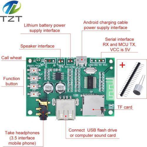 BT201 Dual Mode 5.0 Bluetooth Lossless Audio Power Amplifier Board Module Tf Card U Disk Ble Spp Serial Port Transparent Trans