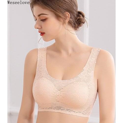 Weseelove Wire Free Large Cup Bra Large Big Push Up Bra Vest Bra Plus Size Extra Large Underwear Women Sexy Lingerie Hot X43-3