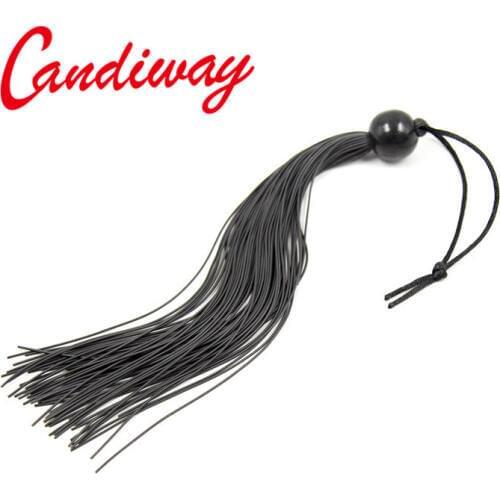Candiway Black Gourd Beads Rubber Spanking Whip Love Toy Sexy Game BDSM Restraint Erotic Toy Set For Him or Her 1PC